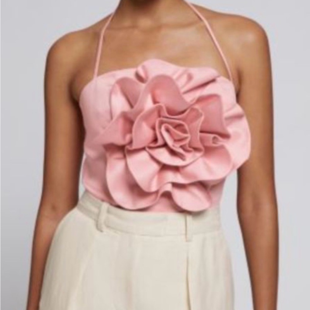 & Other Stories Pink Lyocell-Cotton Shell Flower Top